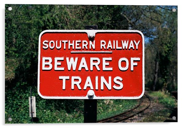 Beware Of Trains Acrylic by Lee Osborne