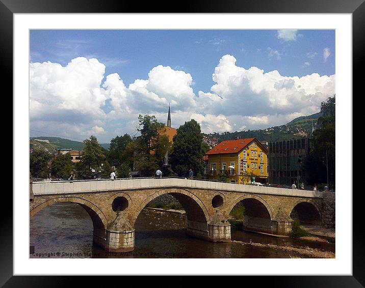Latin Bridge, Sarajevo Framed Mounted Print by Stephen Maxwell