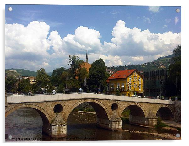 Latin Bridge, Sarajevo Acrylic by Stephen Maxwell