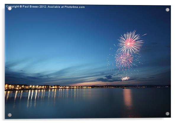 Weymouth Firework Display Acrylic by Paul Brewer