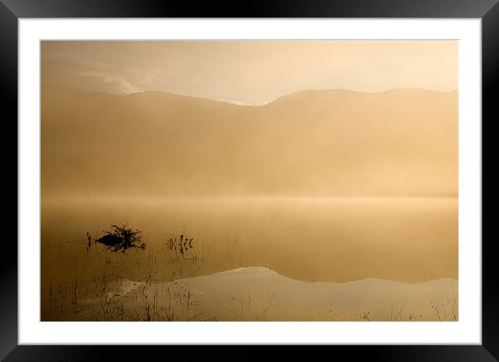 Misty reflections at sunrise Framed Mounted Print by Ian Middleton