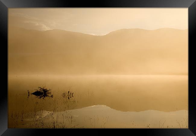 Misty reflections at sunrise Framed Print by Ian Middleton