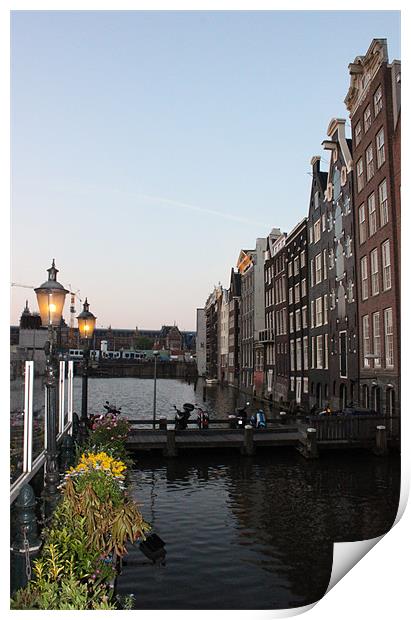 Canal in Amsterdam Print by Emma Finbow