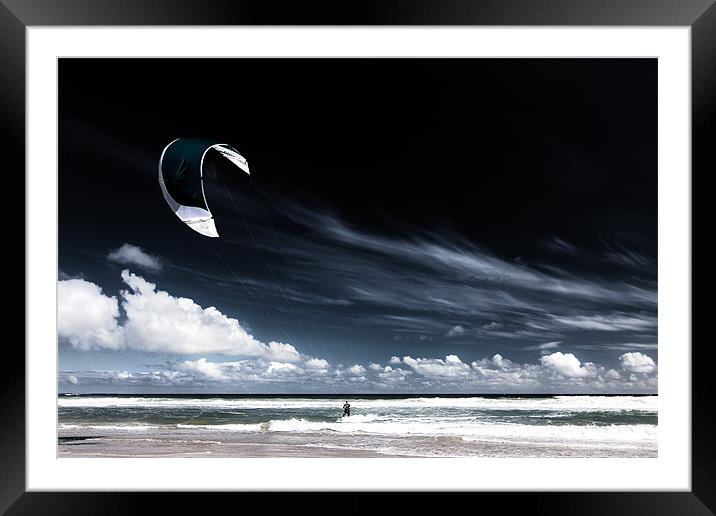 Kite Surfer Framed Mounted Print by Paul Appleby