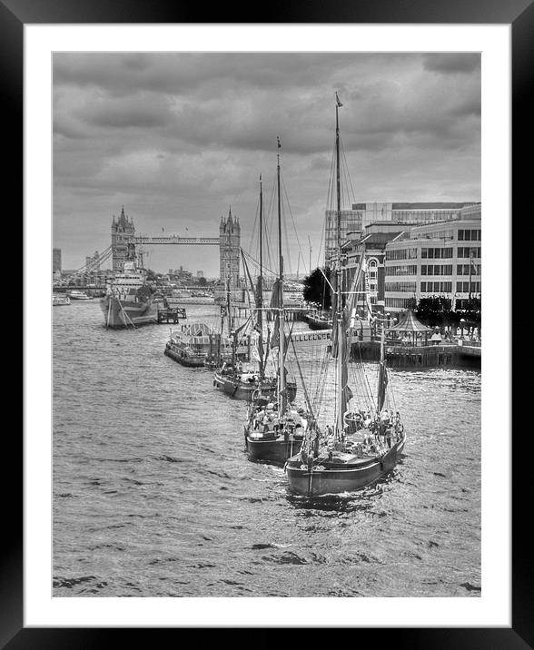 Thames Barges Tower Bridge 2012 Framed Mounted Print by David French