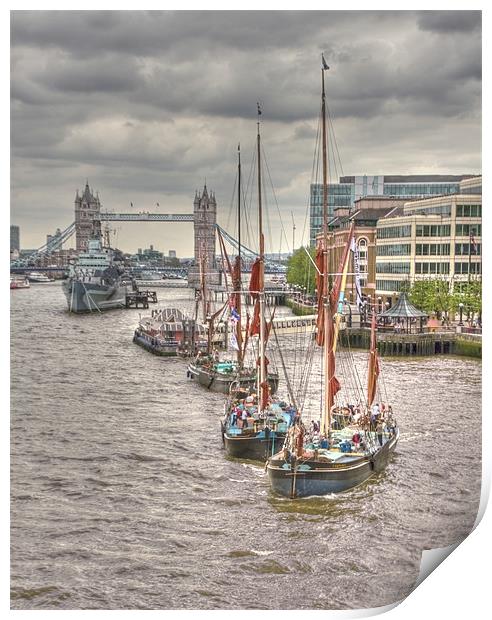 Thames Barges Tower Bridge 2012 Print by David French