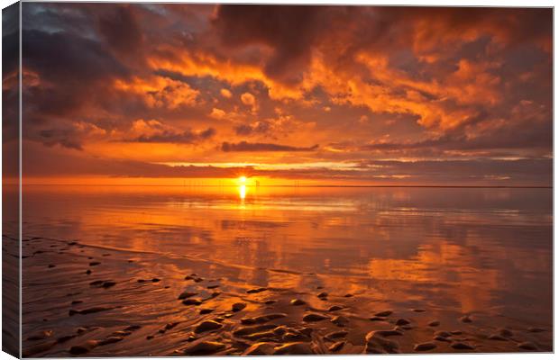 New Brighton Sunset ( Reflections) Canvas Print by raymond mcbride