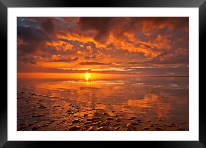 New Brighton Sunset ( Reflections) Framed Mounted Print by raymond mcbride