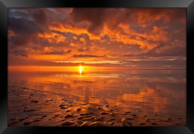 New Brighton Sunset ( Reflections) Framed Print by raymond mcbride