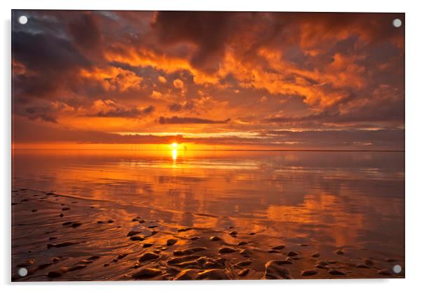 New Brighton Sunset ( Reflections) Acrylic by raymond mcbride