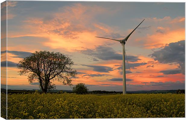wind turbine sunset Canvas Print by Northeast Images
