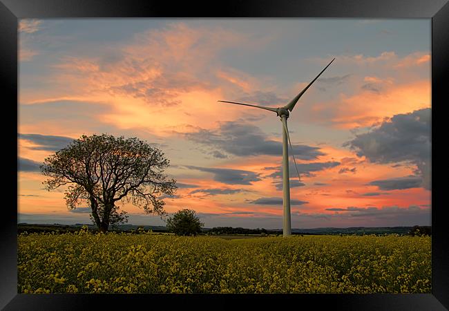 wind turbine sunset Framed Print by Northeast Images