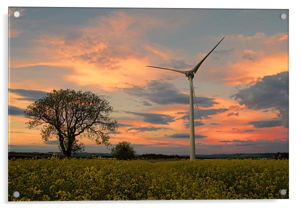 wind turbine sunset Acrylic by Northeast Images