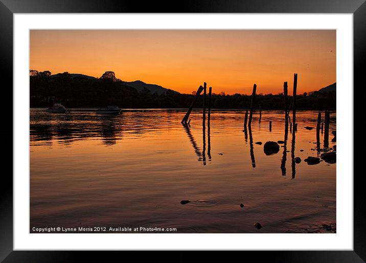 Sunset Over Derwent Water Framed Mounted Print by Lynne Morris (Lswpp)