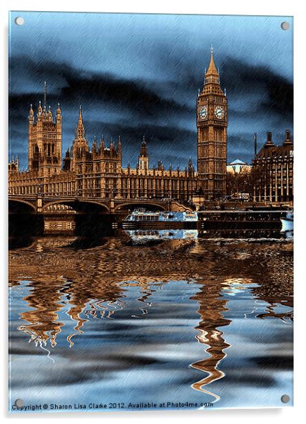 A rainy day in London Acrylic by Sharon Lisa Clarke