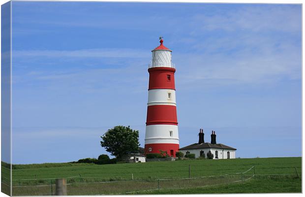 Happisburgh lighthouse Canvas Print by dennis brown