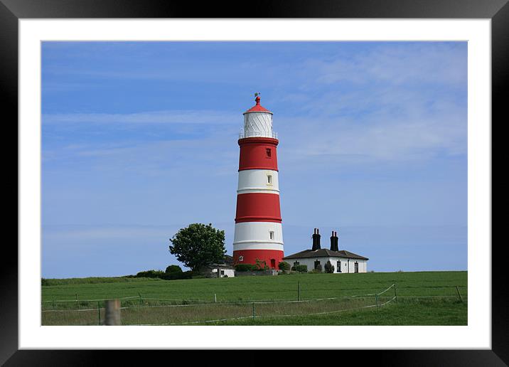Happisburgh lighthouse Framed Mounted Print by dennis brown