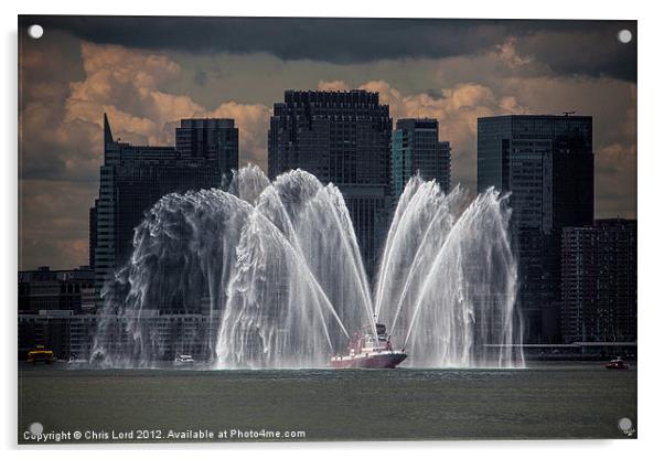 Fireboat on the Hudson River Acrylic by Chris Lord