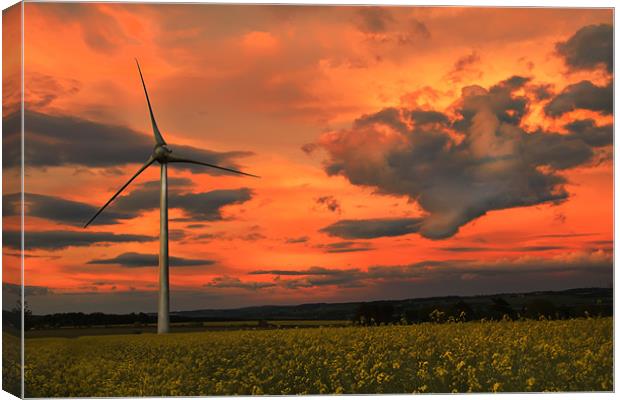 wind turbine sunset Canvas Print by Northeast Images