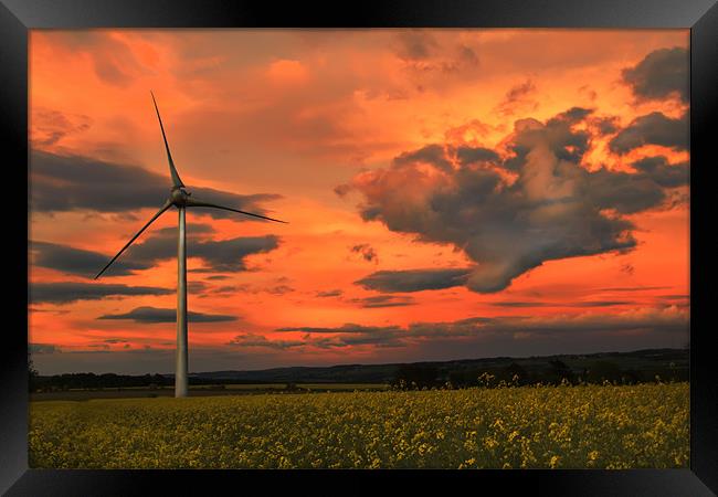 wind turbine sunset Framed Print by Northeast Images
