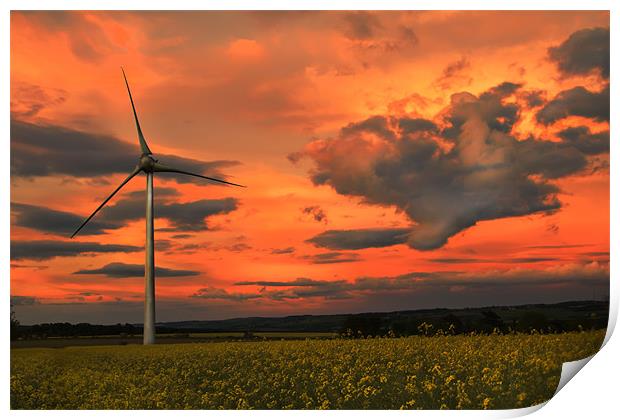 wind turbine sunset Print by Northeast Images