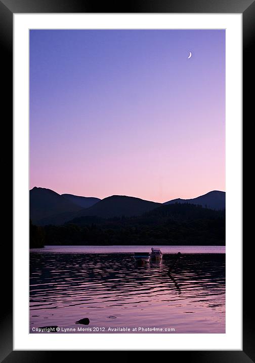 Derwent Water By Moonlight Framed Mounted Print by Lynne Morris (Lswpp)