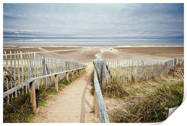 Slope to Holkham Beach Print by Stephen Mole