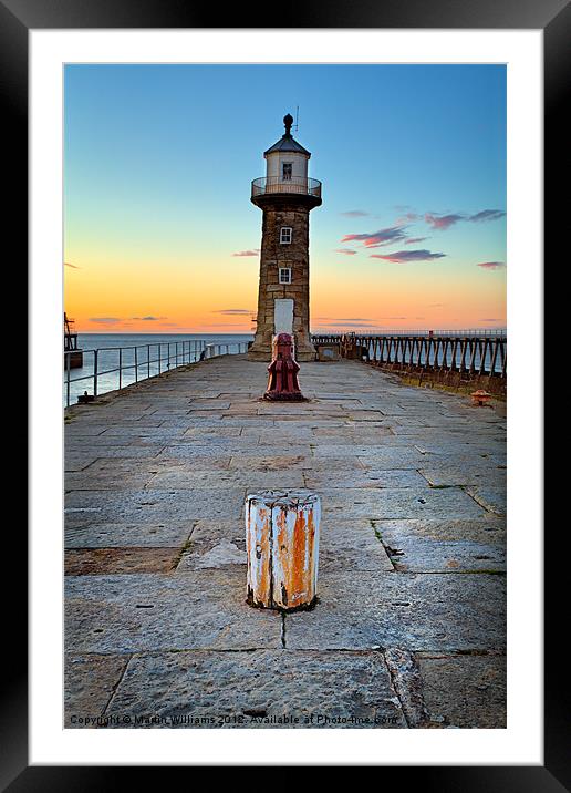Witby East Pier and Lighthouse Framed Mounted Print by Martin Williams