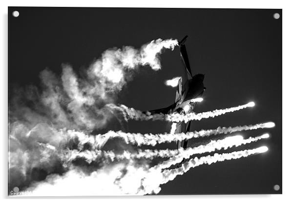F16 firing flares B&W Acrylic by Oxon Images