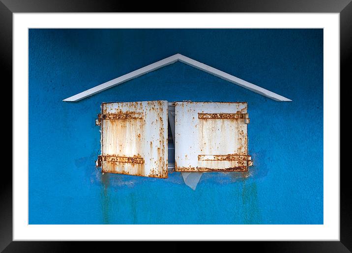 White on Blue Framed Mounted Print by David Hare