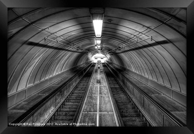 Pedestrian Tunnel Escalators Framed Print by Ray Pritchard