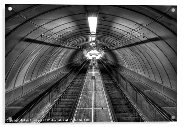 Pedestrian Tunnel Escalators Acrylic by Ray Pritchard