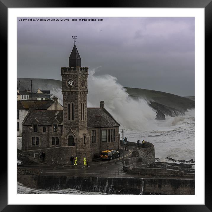 Stormy at the beach Framed Mounted Print by Andrew Driver