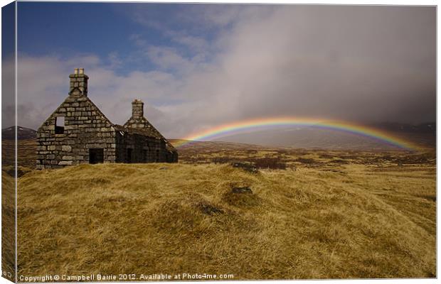 Rainbow over Lubnaclach Canvas Print by Campbell Barrie