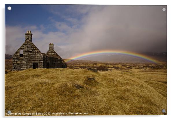 Rainbow over Lubnaclach Acrylic by Campbell Barrie