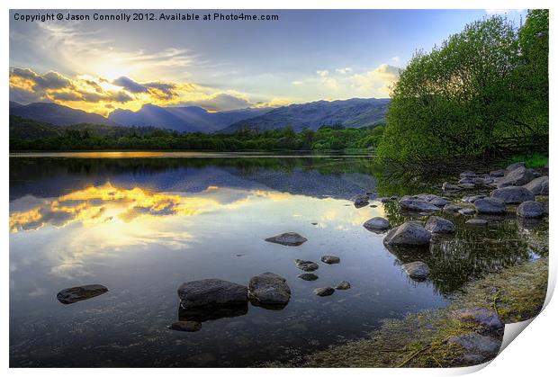 Last Light At Elterwater Print by Jason Connolly