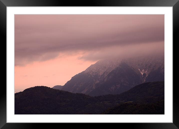 Mountain peak at sunrise Framed Mounted Print by Ian Middleton