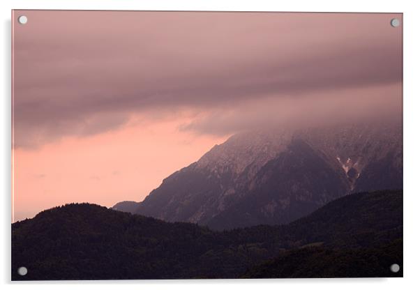 Mountain peak at sunrise Acrylic by Ian Middleton