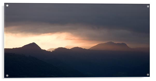 Mountain peak at sunrise Acrylic by Ian Middleton