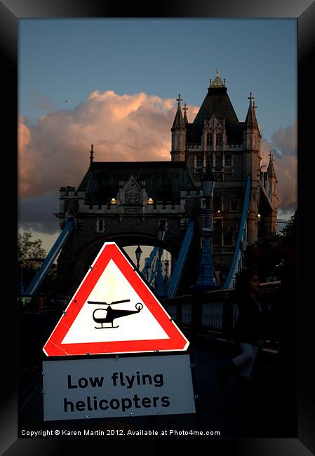 Low Flying Helicoptors Framed Print by Karen Martin