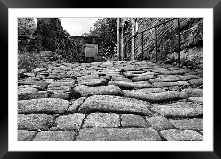 cobbled street in Heptonstall Framed Mounted Print by simon sugden