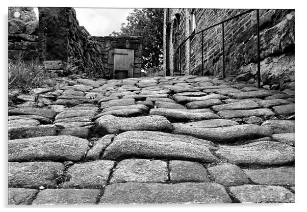 cobbled street in Heptonstall Acrylic by simon sugden