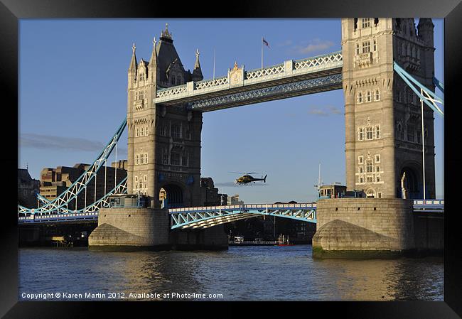 Tower Bridge and Helicoptor II Framed Print by Karen Martin