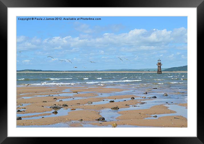 Whiteford Lighthouse, Whiteford Sands, Gower Framed Mounted Print by Paula J James