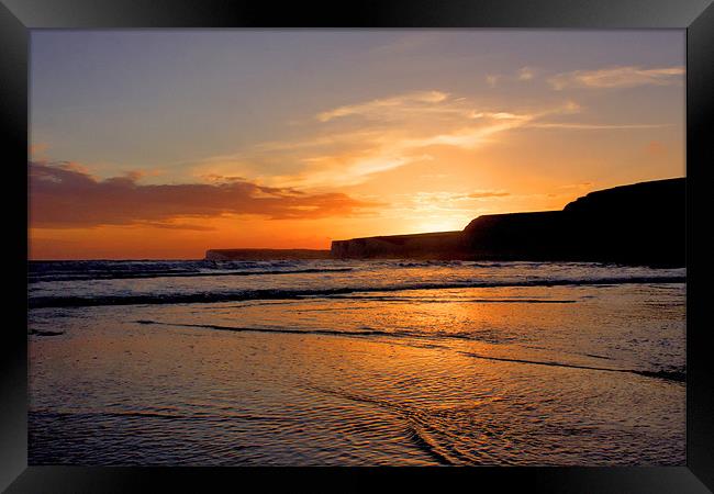 Birling Gap Sunset Framed Print by Phil Clements