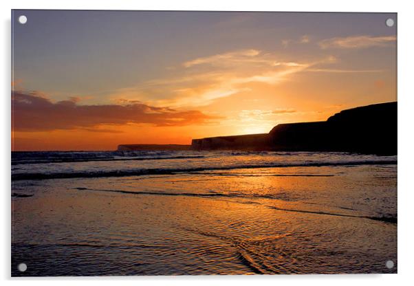 Birling Gap Sunset Acrylic by Phil Clements