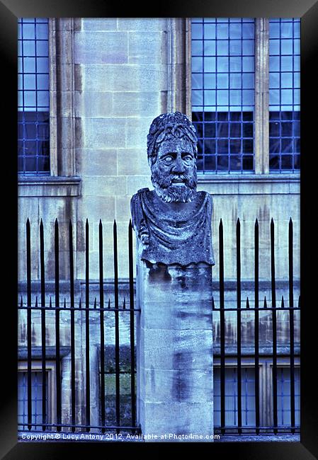 Oxford Head - blue Framed Print by Lucy Antony