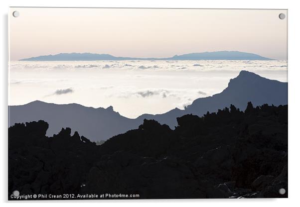 View to La Palma from Tenerife Acrylic by Phil Crean