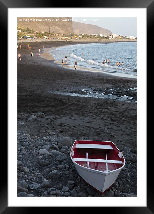Beach and boat, Valle Gran Rey, La Gomera Framed Mounted Print by Phil Crean