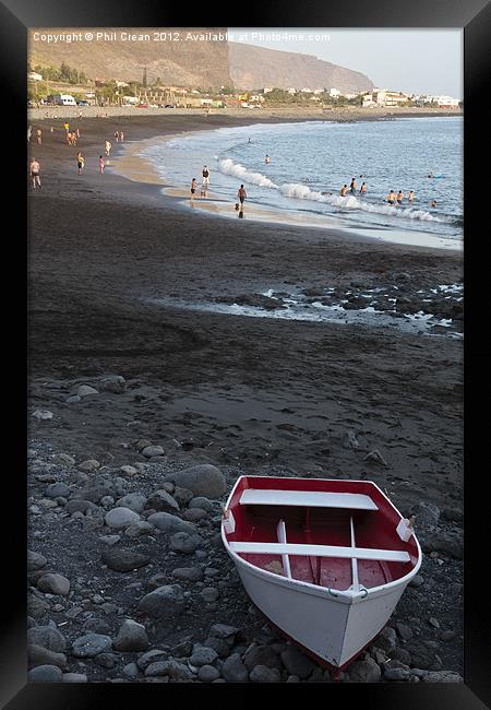 Beach and boat, Valle Gran Rey, La Gomera Framed Print by Phil Crean